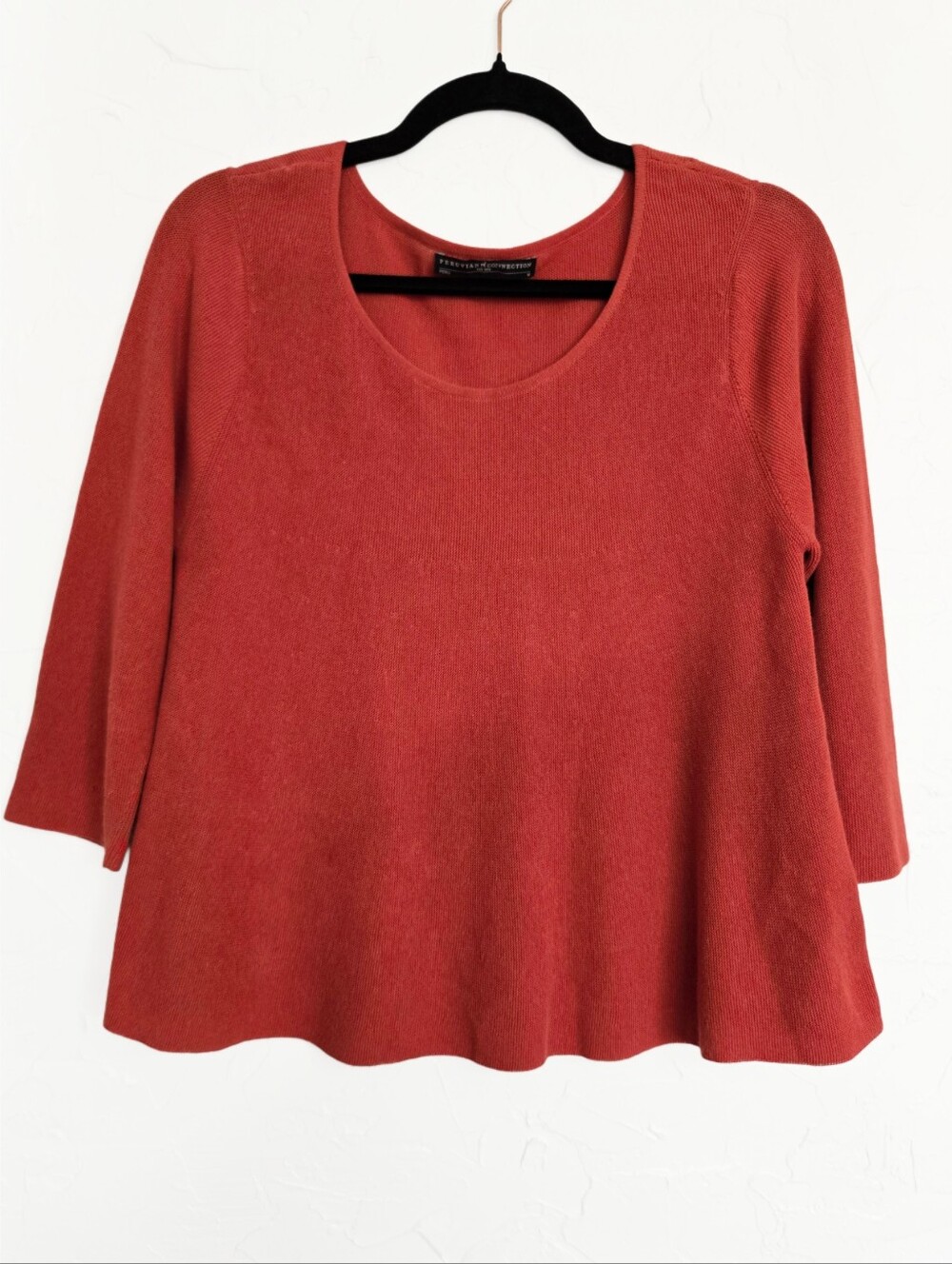 Peruvian Connection Pima Cotton Orange Swing Sweater, M